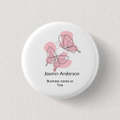 Elegante moderne minimalistische Schmetterlinge Button (Vorderseite)