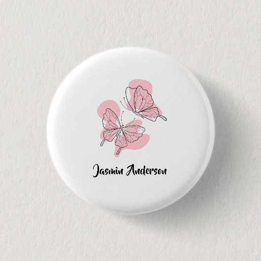 Elegante moderne minimalistische Schmetterlinge Button (Vorderseite)