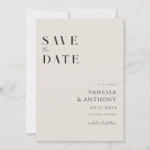 Elegante moderne Minimalistische Schwarz-Elfenbein Save The Date (Vorderseite)