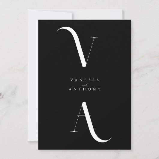 Elegante Moderne Minimalistische Schwarz-Weiß-Hoch Einladung (Vorderseite)
