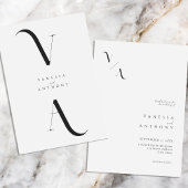 Elegante Moderne Minimalistische Schwarz-Weiß-Hoch Einladung