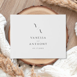 Elegante Moderne Minimalistische Schwarz-Weiß-Hoch Gästebuch