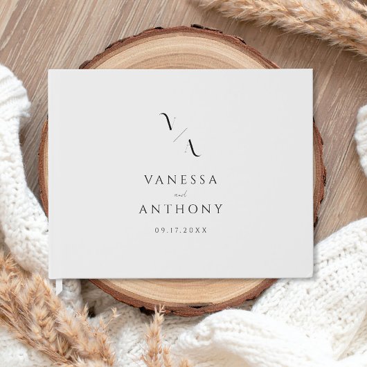 Elegante Moderne Minimalistische Schwarz-Weiß-Hoch Gästebuch