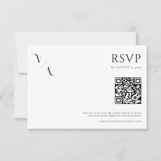 Elegante Moderne Minimalistische Schwarz-Weiß-Hoch RSVP Karte (Vorderseite)