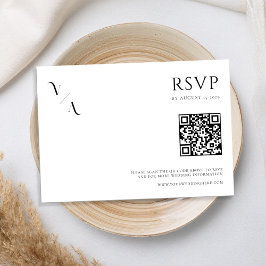 Elegante Moderne Minimalistische Schwarz-Weiß-Hoch RSVP Karte