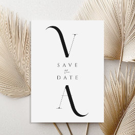 Elegante Moderne Minimalistische Schwarz-Weiß-Hoch Save The Date