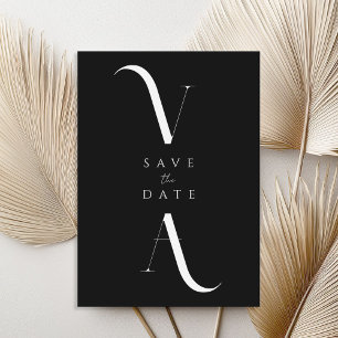 Elegante Moderne Minimalistische Schwarz-Weiß-Hoch Save The Date