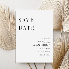 Elegante Moderne Minimalistische Schwarz-Weiß-Hoch Save The Date
