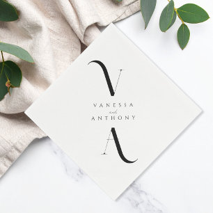 Elegante Moderne Minimalistische Schwarz-Weiß-Hoch Serviette