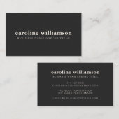 Elegante moderne Minimalistische Schwarz-Weiß-Schr Visitenkarte (Vorne/Hinten)