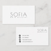 Elegante Moderne Minimalistische Schwarz-weiße Haa Visitenkarte (Vorne/Hinten)