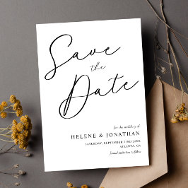 Elegante Moderne Minimalistische Schwarz-weiße Hoc Save The Date
