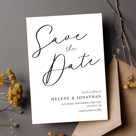 Elegante Moderne Minimalistische Schwarz-weiße Hoc Save The Date