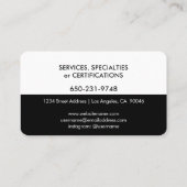 Elegante Moderne Minimalistische Schwarz-weiße Visitenkarte (Rückseite)