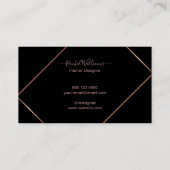 Elegante Moderne Minimalistische Schwarze Gold Ros Visitenkarte (Rückseite)