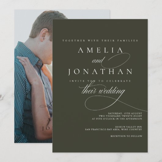 Elegante Moderne Minimalistische Skripteinladung z Einladung (Vorne/Hinten)