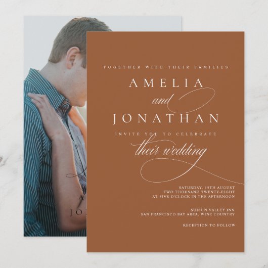 Elegante Moderne Minimalistische Skripteinladung z Einladung (Vorne/Hinten)