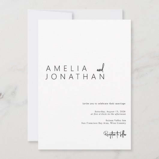 Elegante moderne Minimalistische Skripthochzeit Einladung (Vorderseite)