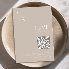 Elegante Moderne Minimalistische Taupe Hochzeit RSVP Karte