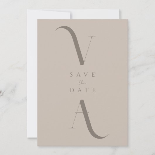Elegante Moderne Minimalistische Taupe Hochzeit Save The Date (Vorderseite)