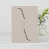 Elegante Moderne Minimalistische Taupe Hochzeit Save The Date (Stehend Vorderseite)