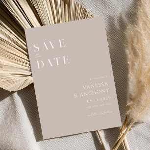 Elegante Moderne Minimalistische Taupe Hochzeit Save The Date