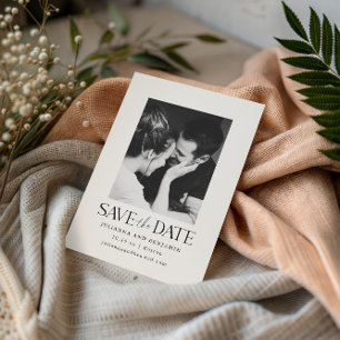 Elegante moderne minimalistische weiße Foto-Hochze Save The Date