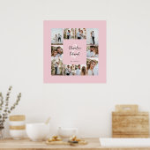 Elegante moderne minimalrosa Foto Collage Hochzeit Poster (Küche)