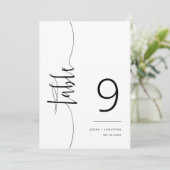 Elegante moderne Minimialist Script-Tischnummer Einladung (Stehend Vorderseite)
