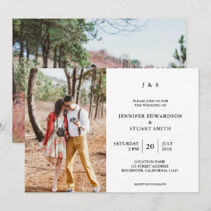 Elegante Moderne mit Monogramm Foto Hochzeit Einladung