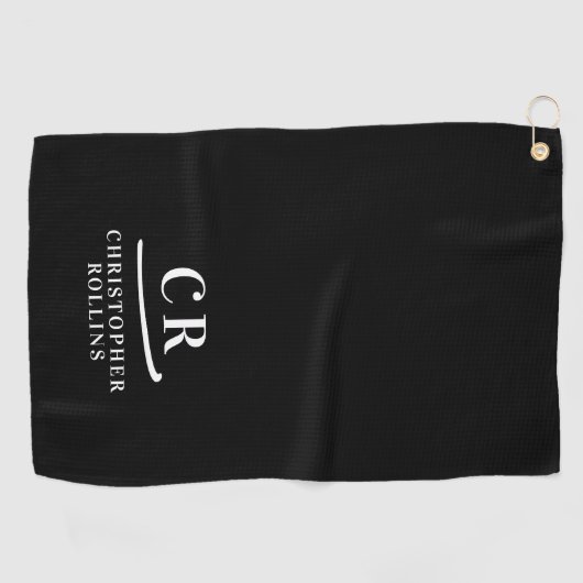 Elegante moderne Mit Monogramm Initialen Name Blac Golfhandtuch (Horizontal)