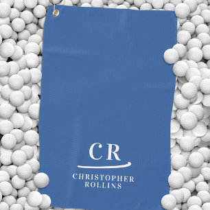 Elegante moderne Mit Monogramm Initialen Name Blau Golfhandtuch