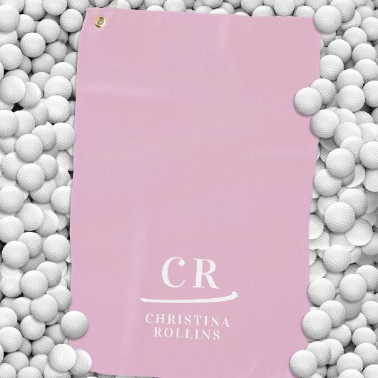 Elegante moderne Mit Monogramm Initialen Name Rosa Golfhandtuch