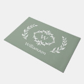 Elegante Moderne Mit Monogramm Kleider Chic Sage G Fußmatte (Schrägansicht)