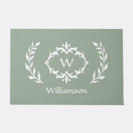 Elegante Moderne Mit Monogramm Kleider Chic Sage G Fußmatte