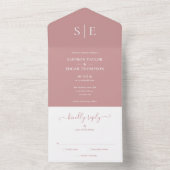 Elegante moderne Mongram Dusty Rose Wedding All In One Einladung (Innen Boden)