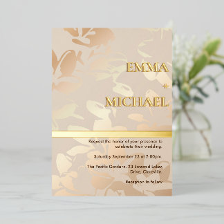 Elegante moderne monochrome Goldfolien-Einladung Folieneinladung