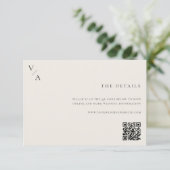 Elegante moderne Monogram Black and Ivory Wedding Begleitkarte (Stehend Vorderseite)