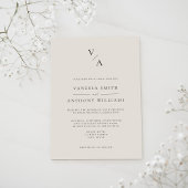 Elegante moderne Monogram Black and Ivory Wedding Einladung