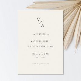 Elegante moderne Monogram Black and Ivory Wedding Save The Date