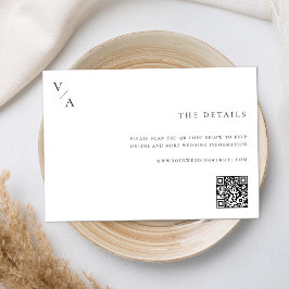 Elegante moderne Monogram Black and White Wedding Begleitkarte