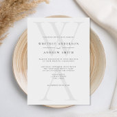 Elegante moderne Monogram Black and White Wedding Einladung