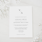 Elegante moderne Monogram Black and White Wedding Einladung