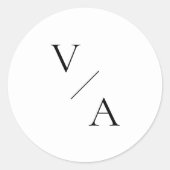 Elegante moderne Monogram Black and White Wedding Runder Aufkleber (Vorderseite)
