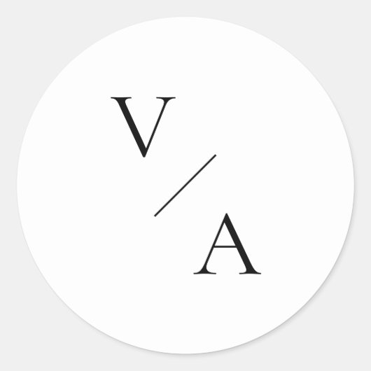 Elegante moderne Monogram Black and White Wedding Runder Aufkleber (Vorderseite)