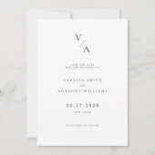 Elegante moderne Monogram Black and White Wedding Save The Date (Vorderseite)