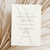 Elegante moderne Monogram Black & Ecru Wedding Einladung