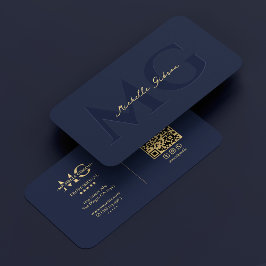 Elegante moderne Monogram Dark Navy Beruflich Visitenkarte