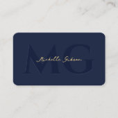 Elegante moderne Monogram Dark Navy Beruflich Visitenkarte (Vorderseite)