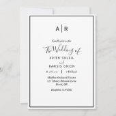 Elegante, moderne Monogram-Einladung zur Hochzeit Einladung (Vorderseite)